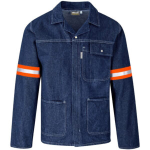 Cast Premium 100% Cotton Denim Jacket - Reflective Arms & Back - Orange Tape