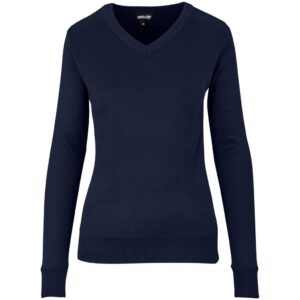 Ladies Long Sleeve Peru V-Neck Jersey - Navy