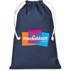 Allsorts Maxi Cotton Drawstring Pouch - Navy