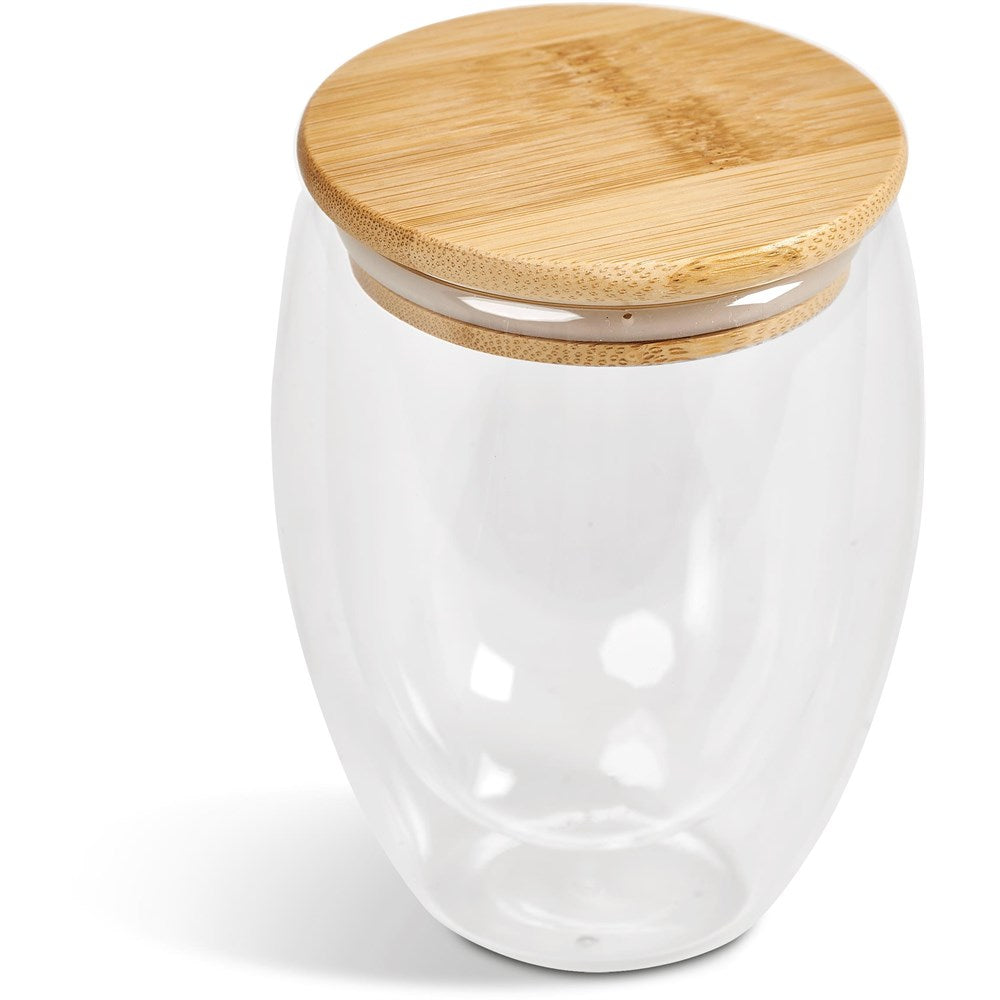 Okiyo Moco Glass & Bamboo Double-Wall Cup - 350ml - Image 4